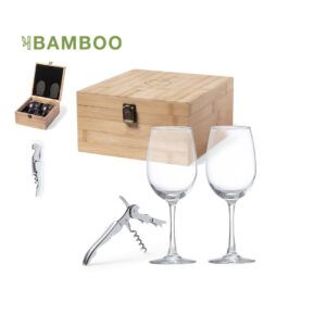 Set de Vinos Modelo 1 - Estuche de Bambú